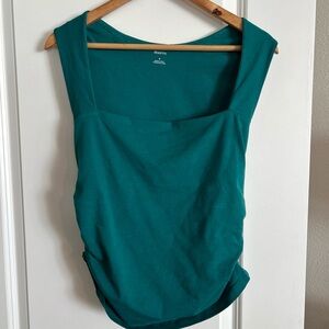 Maeve by Anthropology Teal Sleeveless Top with Shelf Bra